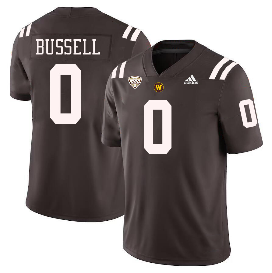 #0 DaShon Bussell Western Michigan Broncos College Football Jerseys Stitched-Brown